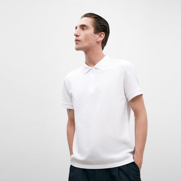White Mercerised Cotton Polo Shirt For Men