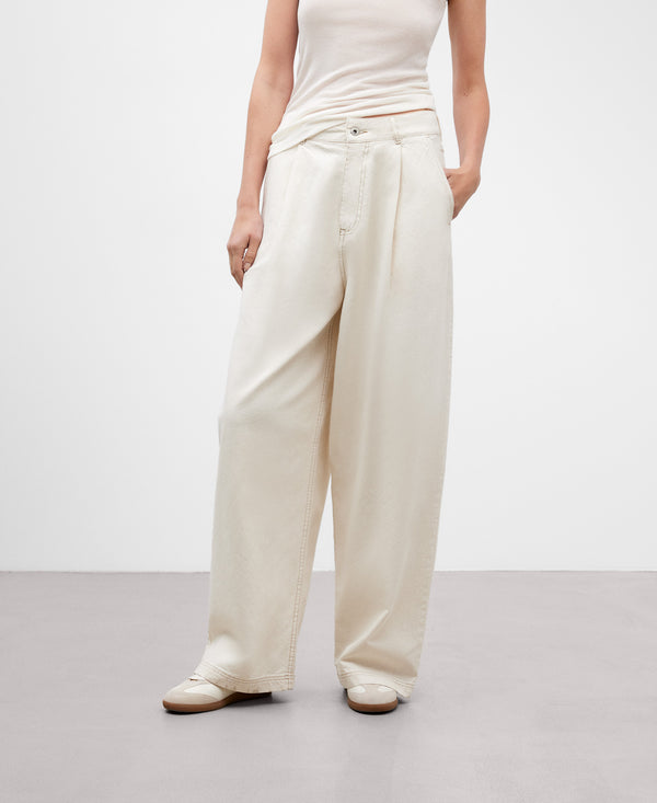 Wide White Denim Trousers For Women