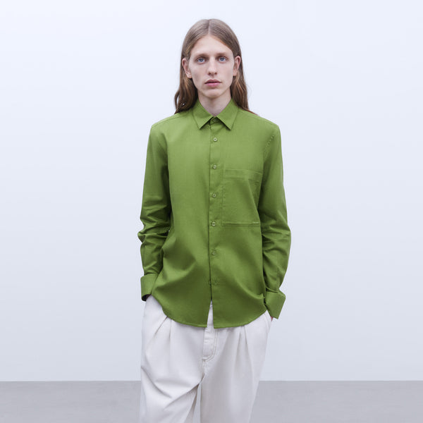 Green Cotton Maxi-Pocket Shirt