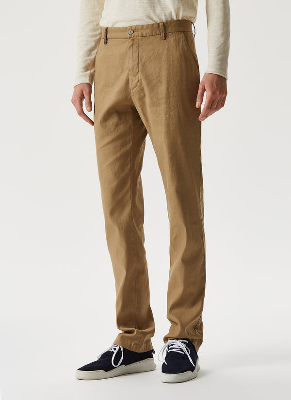 Khaki Chino Trousers With Micro-Motif