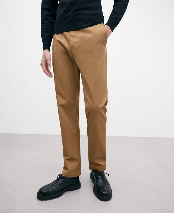 Camel Cotton Twill Chino Trousers