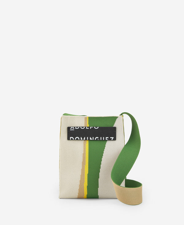 Green/Ecru Printed Knit Mini Shoulder Bag