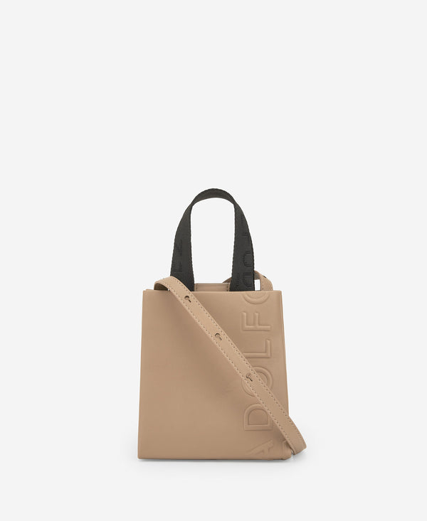 Small Taupe Shopper Bag For Women