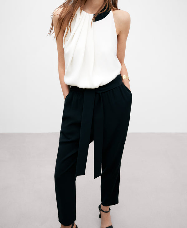 Black and White Draped Jumpsuit