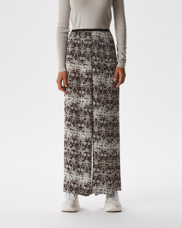 Brown/Ecru Crinkle Trousers With Signature Print