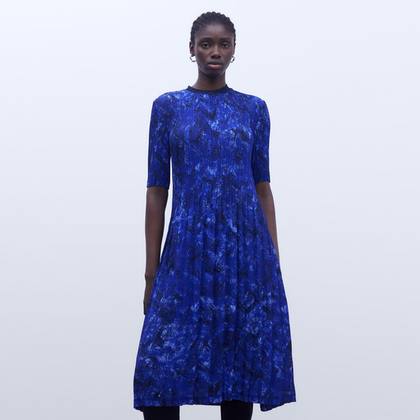 Crinkle Dress with Blue Print
