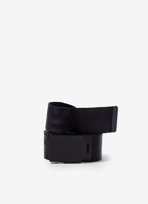Black Logoed Belt With Metal Buckle