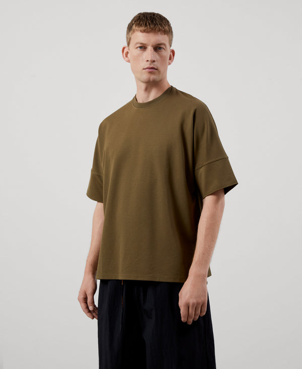 Khaki Viscose Fabric Oversize T-Shirt