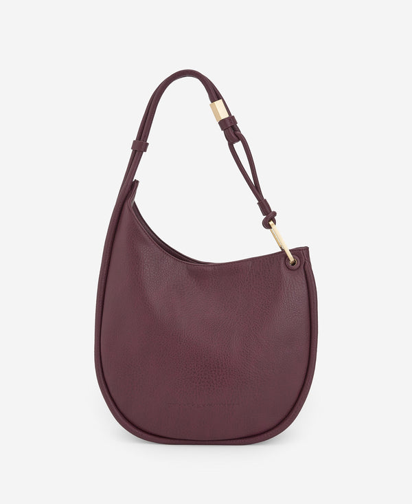 Maroon Recycled Material Hobo Bag For Women