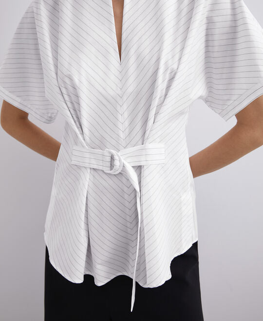 Women Shirt | White Print Organic Cotton Shirt by Spanish designer Adolfo Dominguez