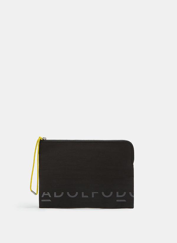 Black Nylon Vanity Bag With Zipper Closure