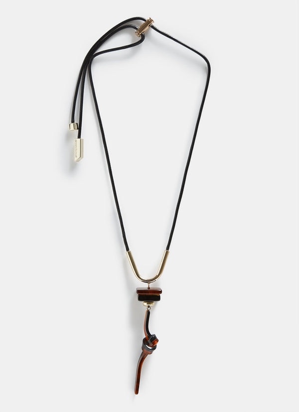 Women Necklace | Amber Long Resin Necklace With Knot by Spanish designer Adolfo Dominguez