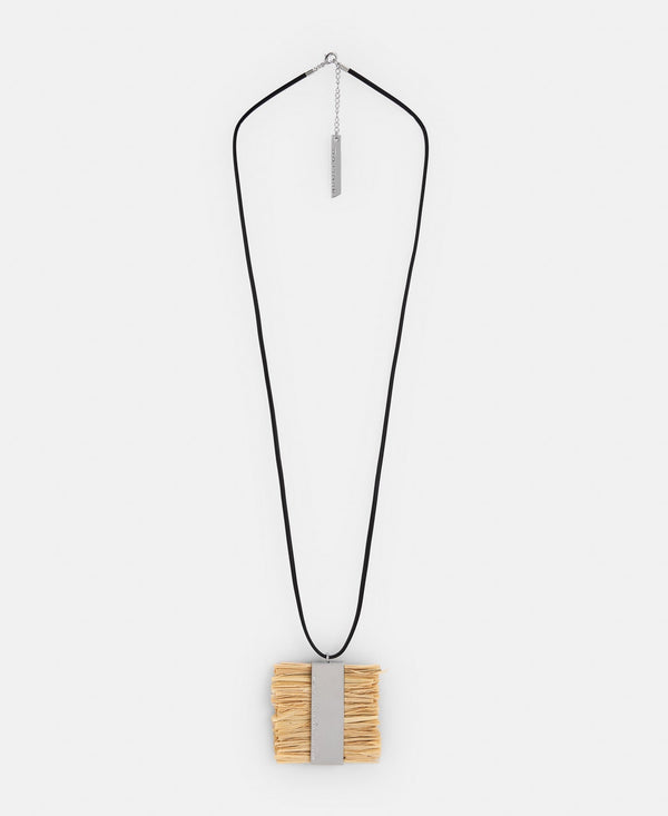 Women Necklace | Beige Asymmetrical Necklace In Raffia And Zinc by Spanish designer Adolfo Dominguez