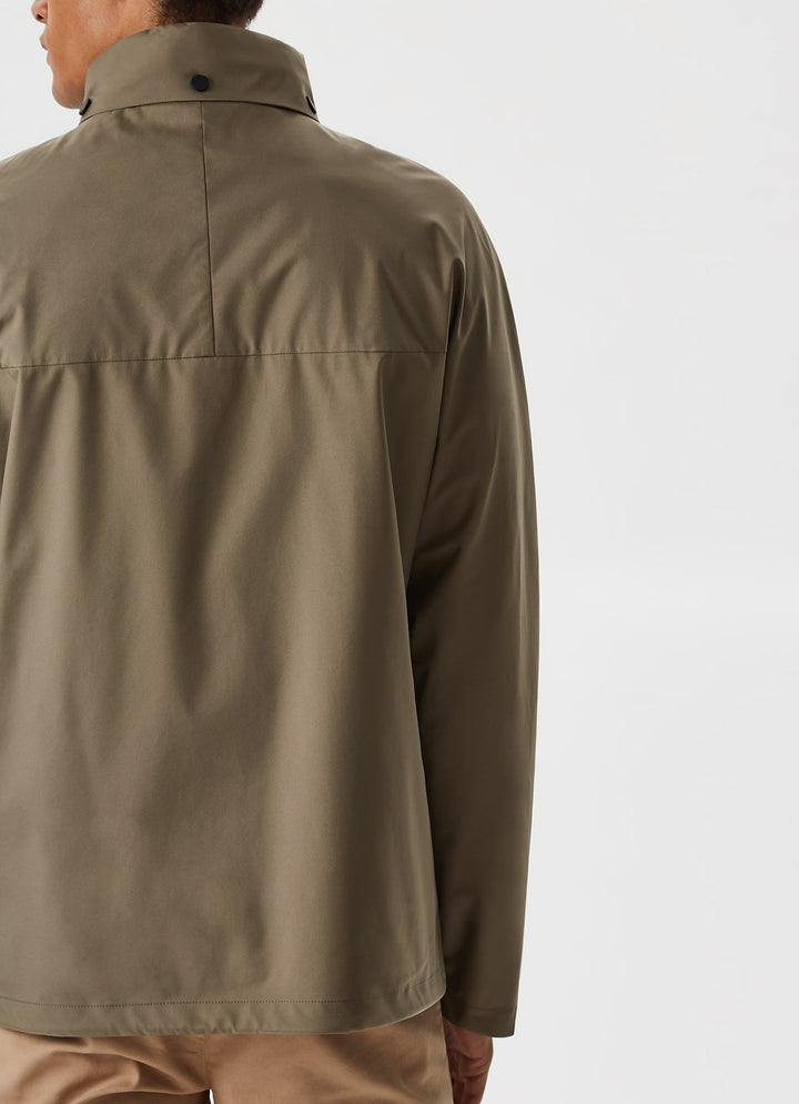 Men Short Jacket | Beige Hooded Parka With Waterproof Pockets by Spanish designer Adolfo Dominguez