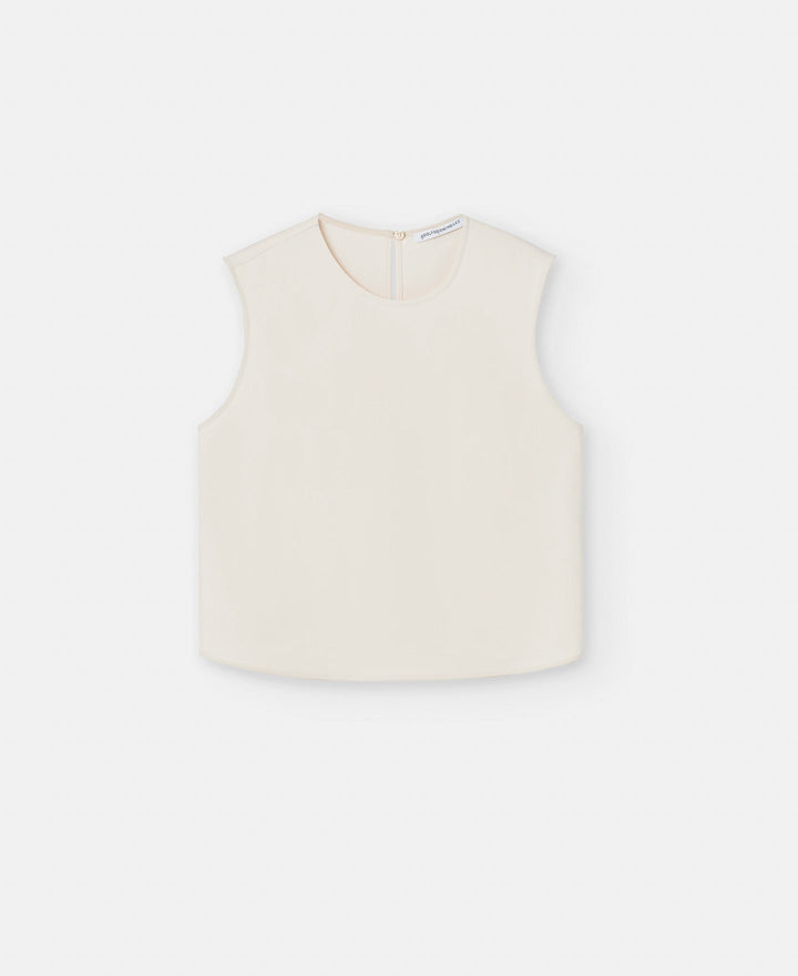 Women Top | Beige Straight Top In Recycled Polyester by Spanish designer Adolfo Dominguez