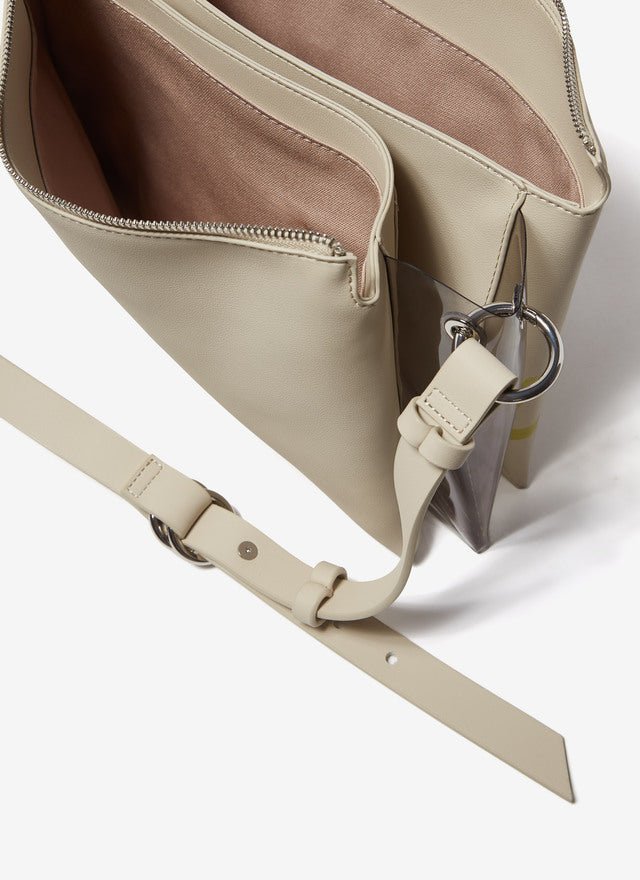 Women Bags | Beige Vegan-Leather Accordion Crossbody Bag by Spanish designer Adolfo Dominguez