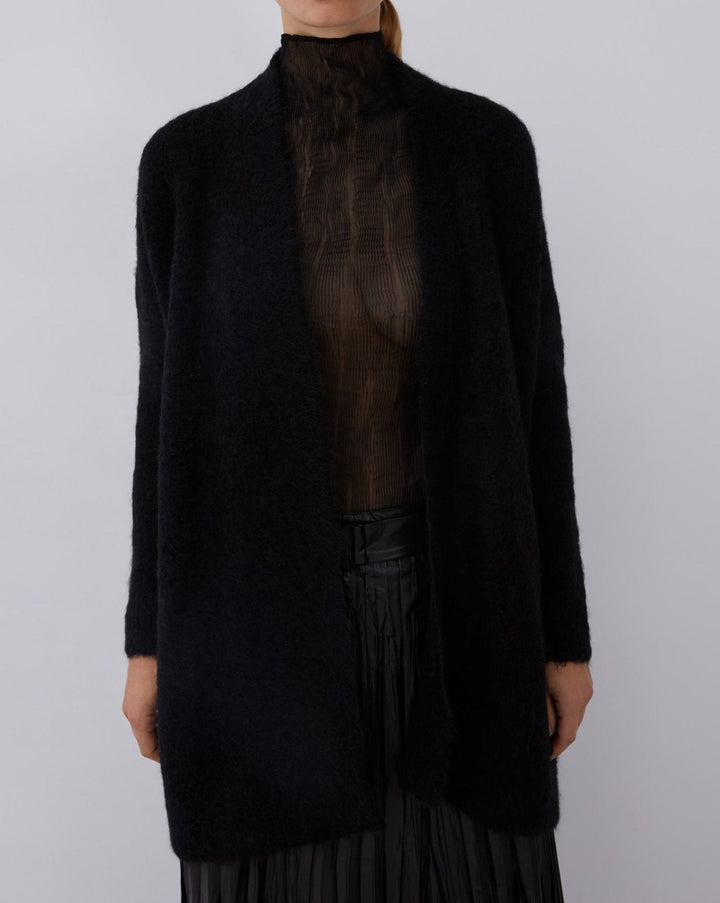 Women Knit Jacket | Black Alpaca Jacket by Spanish designer Adolfo Dominguez