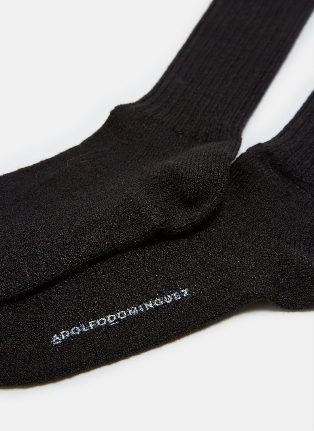 Men Socks | Black Alpaca Ribbed Knit Socks by Spanish designer Adolfo Dominguez