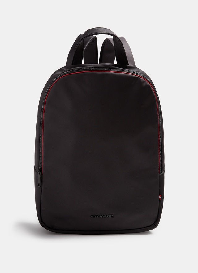 Men Bags | Black Backpack With Contrasting Piping by Spanish designer Adolfo Dominguez