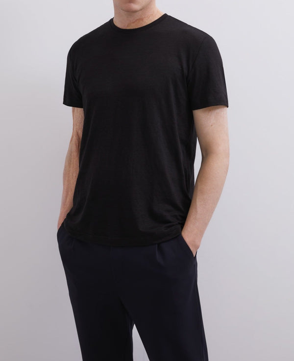 Men T-Shirt (Short Sleeve) | Black Black Linen T-Shirt by Spanish designer Adolfo Dominguez