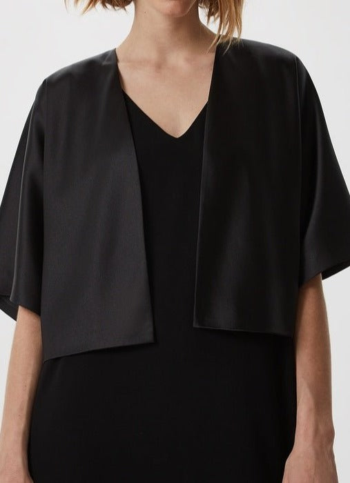 Women Knit Accesories | Black Cocktail Jacket In Satin Fabric by Spanish designer Adolfo Dominguez
