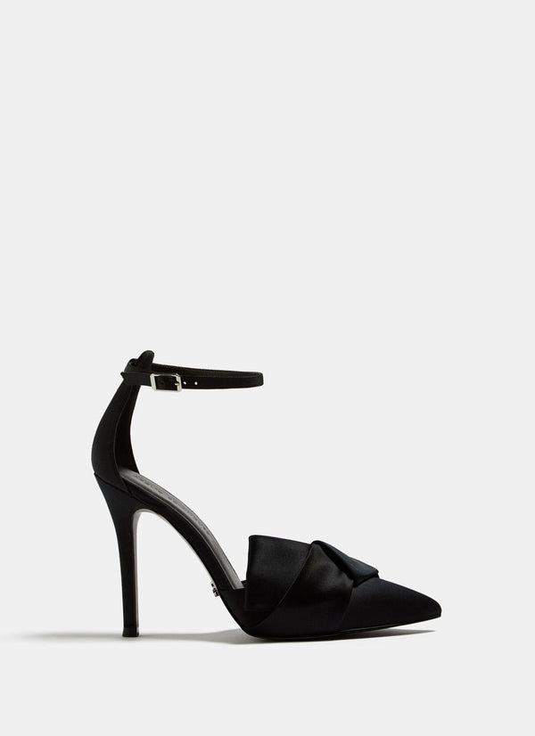 Women Shoes | Black Cocktail Sandals With Silk Ribbon by Spanish designer Adolfo Dominguez