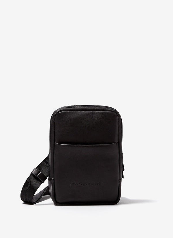 Men Bags | Black Crossbody Bag With Logoed Strap by Spanish designer Adolfo Dominguez