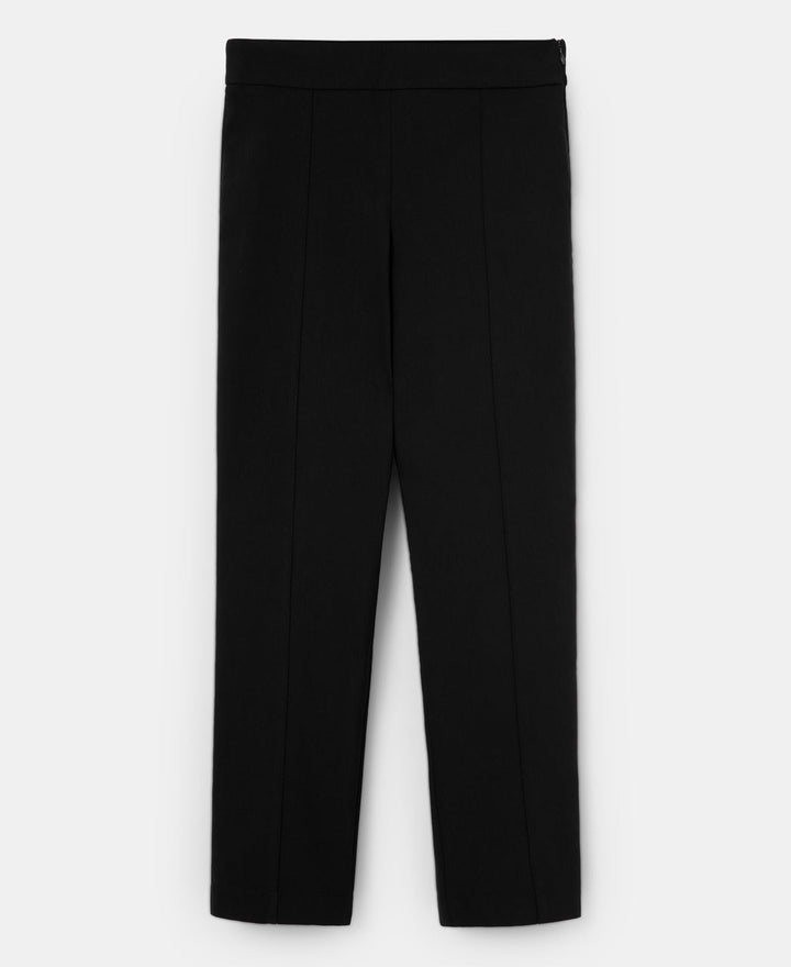 Women Trousers | Black Elastic Viscose Straight Trousers by Spanish designer Adolfo Dominguez