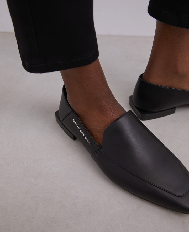 Women Shoes | Black Folding Heel Moccasin by Spanish designer Adolfo Dominguez