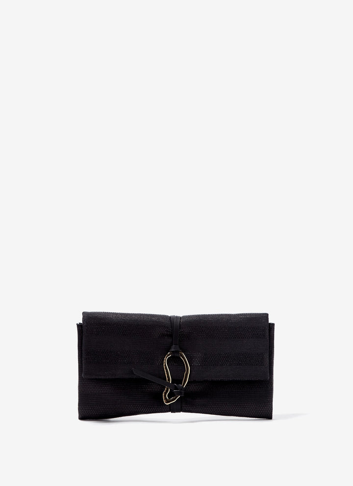 Women Bags | Black Handbag With Raffia Finish by Spanish designer Adolfo Dominguez