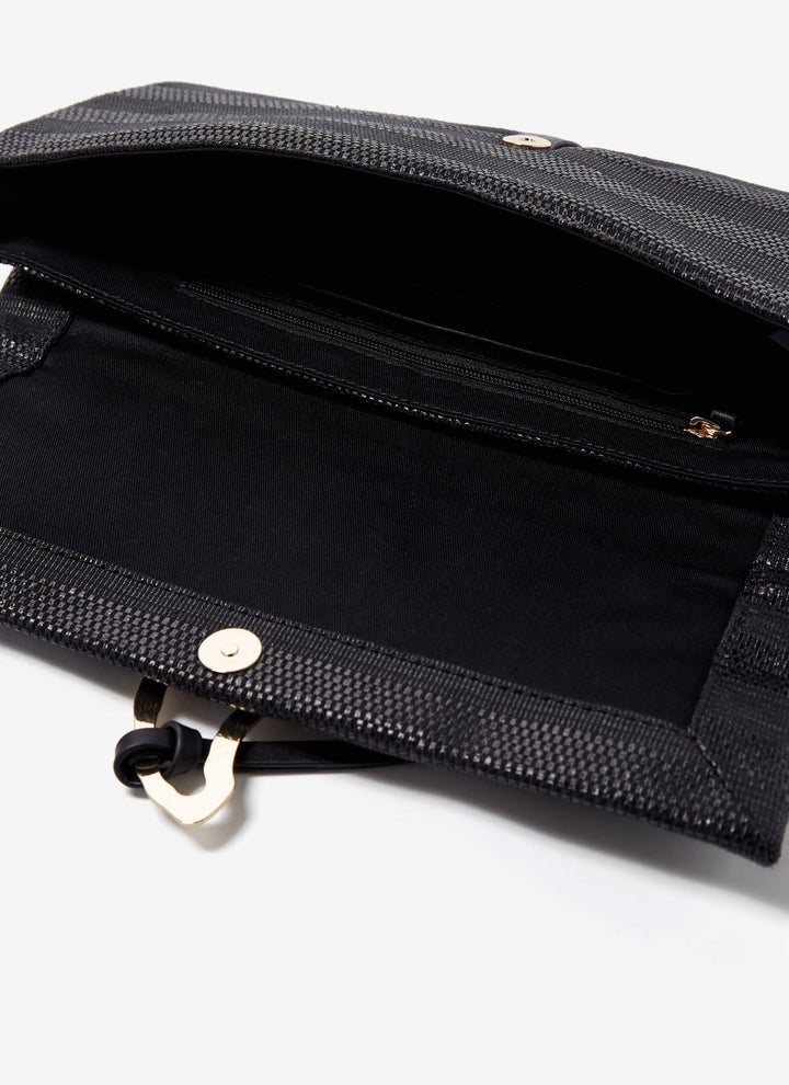 Women Bags | Black Handbag With Raffia Finish by Spanish designer Adolfo Dominguez