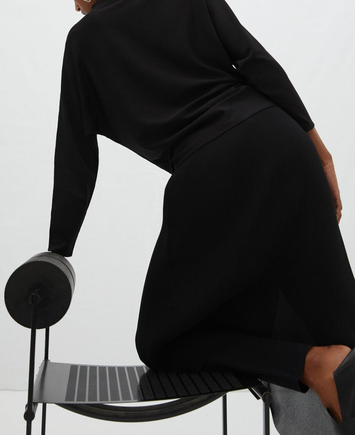 Women Jersey | Black Japanese Sleeve Crack Sweater by Spanish designer Adolfo Dominguez