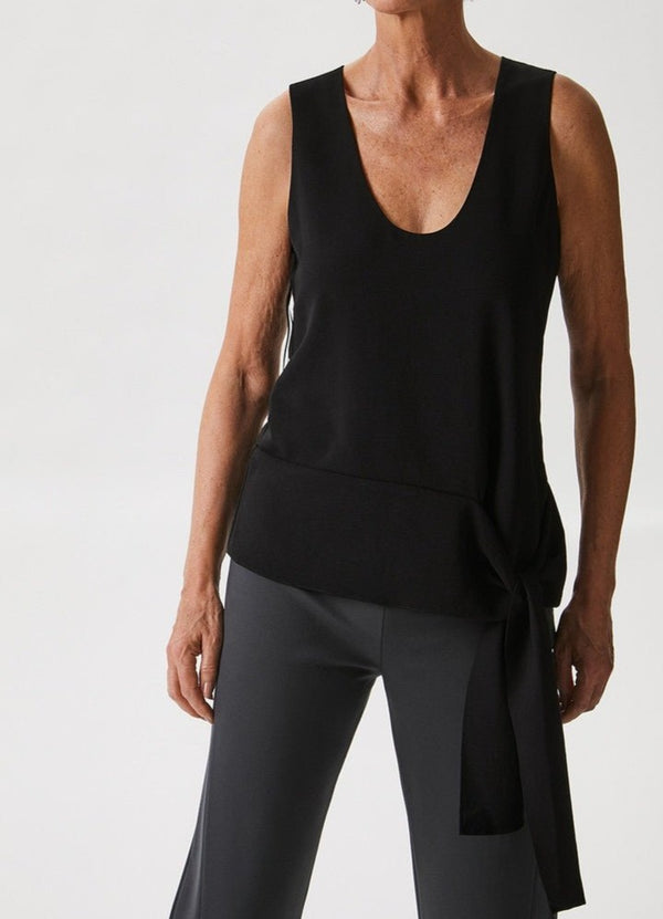 Women Top | Black Knit Top With Side Knot Detail by Spanish designer Adolfo Dominguez