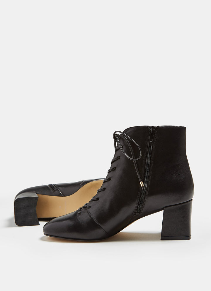 Women Shoes | Black Lace Up Ankle Boots With Solid Heel by Spanish designer Adolfo Dominguez