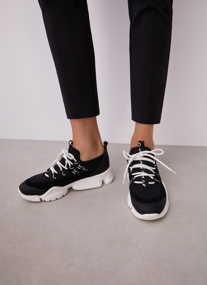 Women Shoes | Black Lace-Up Logoed Sneakers by Spanish designer Adolfo Dominguez