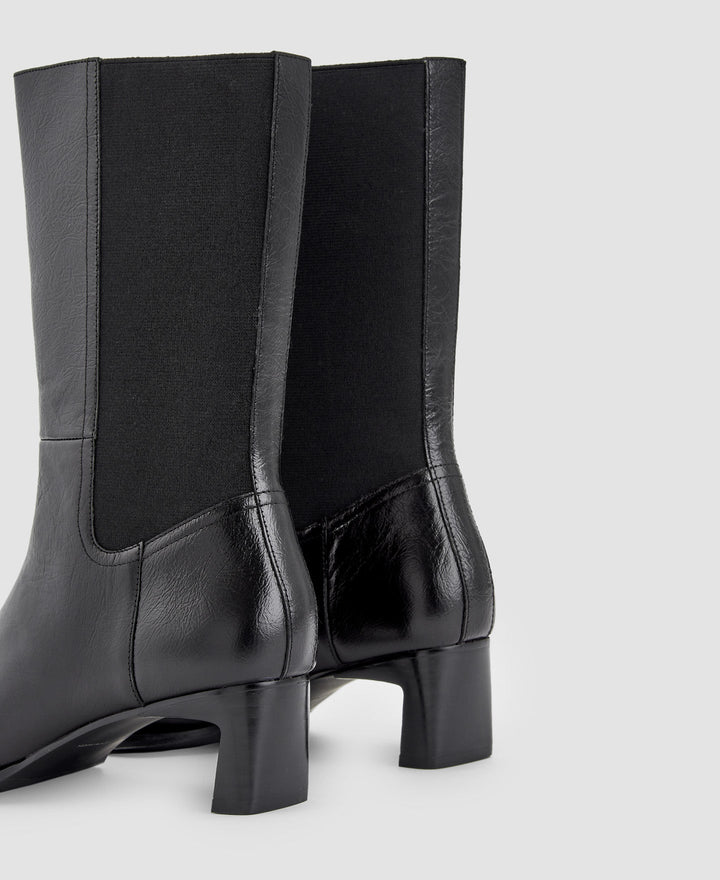 Women Shoes | Black Leather Annkle Boots by Spanish designer Adolfo Dominguez