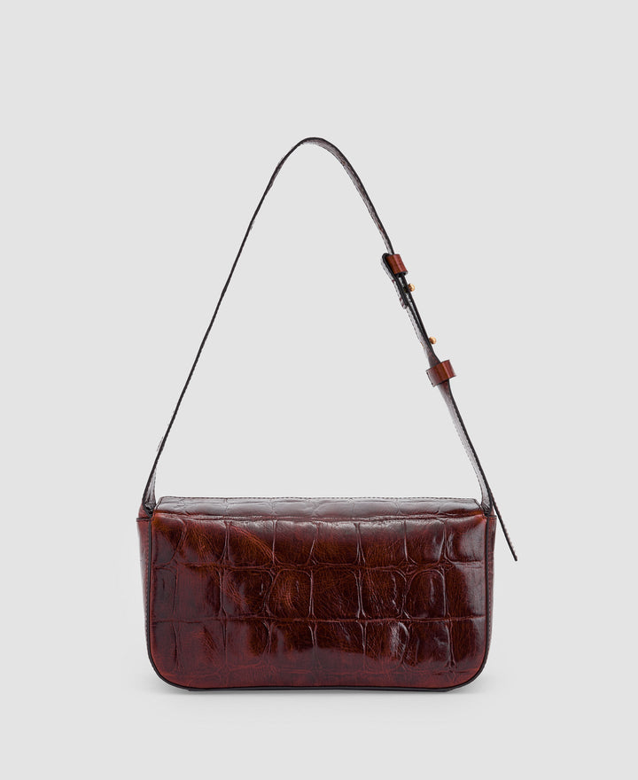 Women Leather Bag | Black Leather Baguette Bag by Spanish designer Adolfo Dominguez