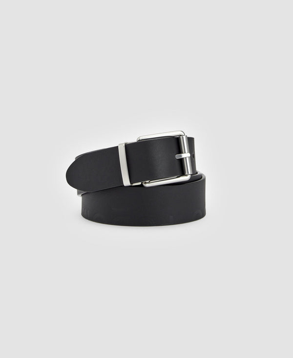 Men Belt | Black Leather Belt With Metal Buckle by Spanish designer Adolfo Dominguez