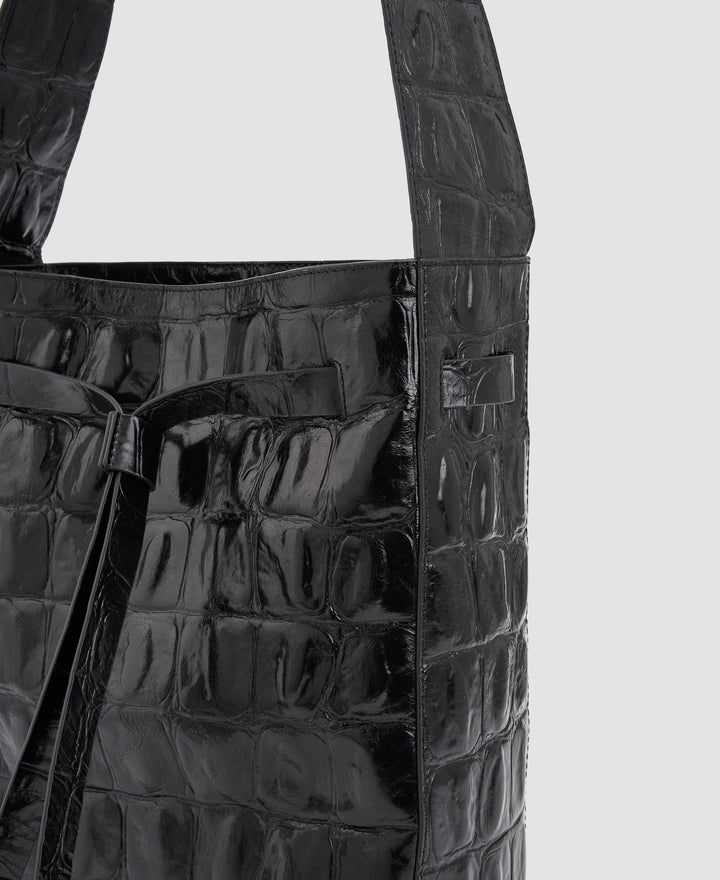 Women Leather Bag | Black Leather Hobo Bag by Spanish designer Adolfo Dominguez