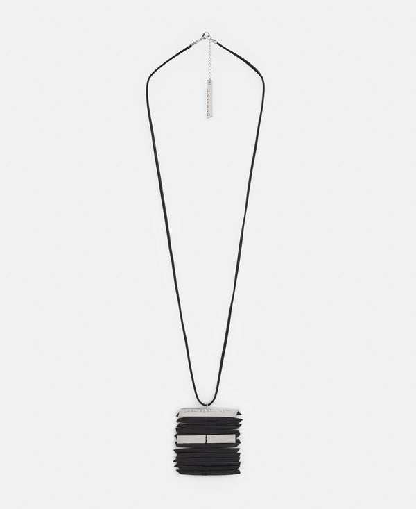 Women Necklace | Black Leather-Look Foil Necklace by Spanish designer Adolfo Dominguez