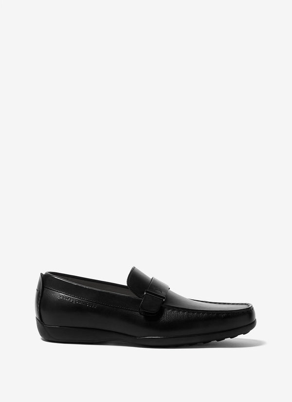 Men Shoes | Black Leather Moccasins With Rubber Sole by Spanish designer Adolfo Dominguez