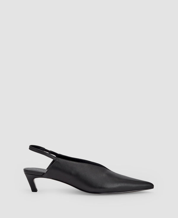 Women Shoes | Black Leather Slingback Shoe by Spanish designer Adolfo Dominguez