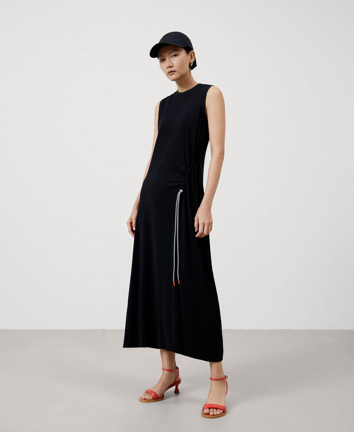 Women Dress | Black Long Dress In Viscose Knit by Spanish designer Adolfo Dominguez