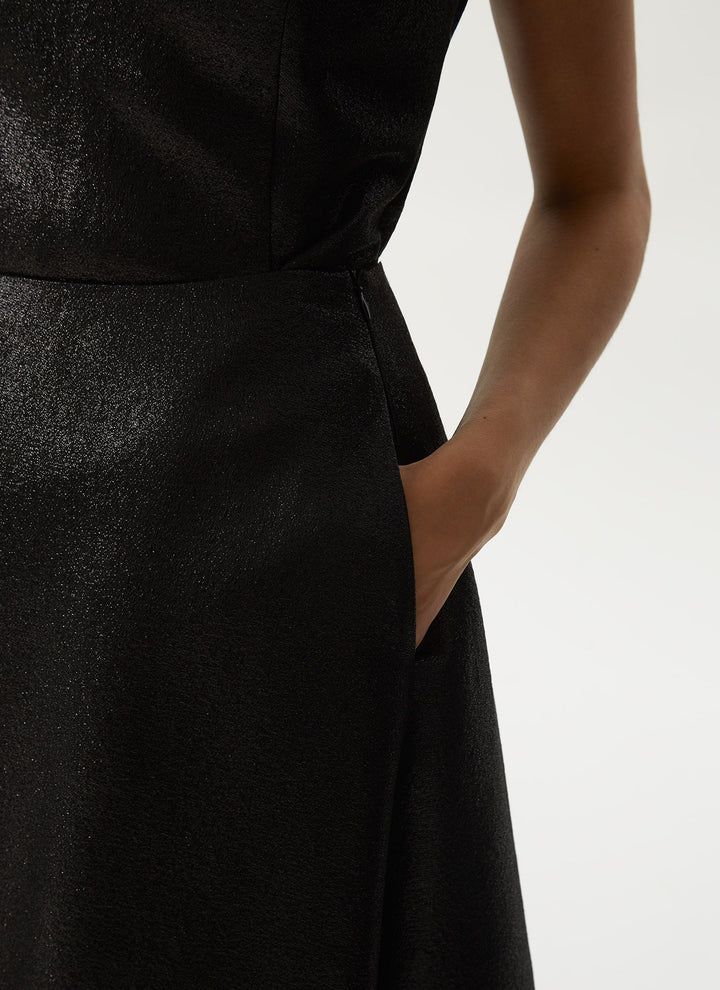 Women Skirt | Black Long Lurex Cocktail Skirt by Spanish designer Adolfo Dominguez