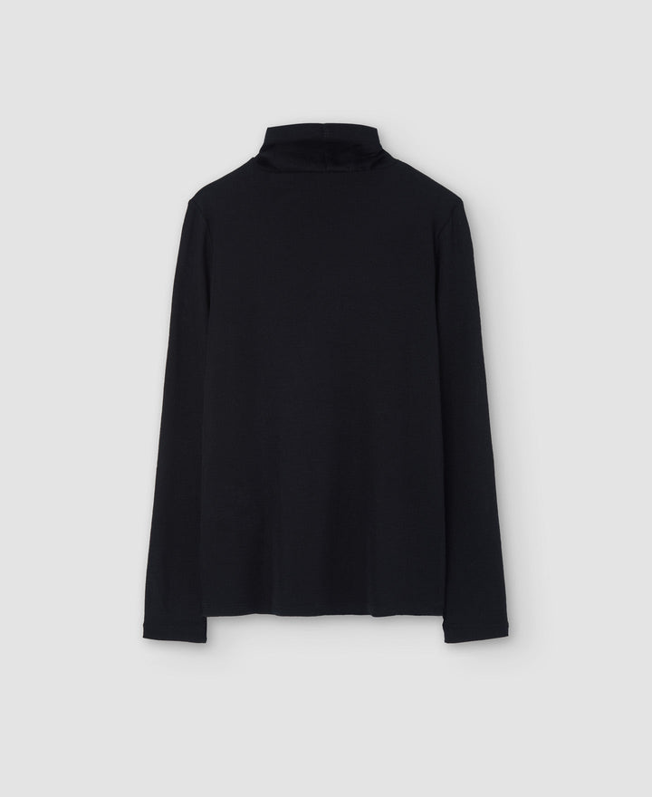 Women Long-Sleeve T-Shirt | Black Merino Wool Long Sleeve T-Shirt by Spanish designer Adolfo Dominguez