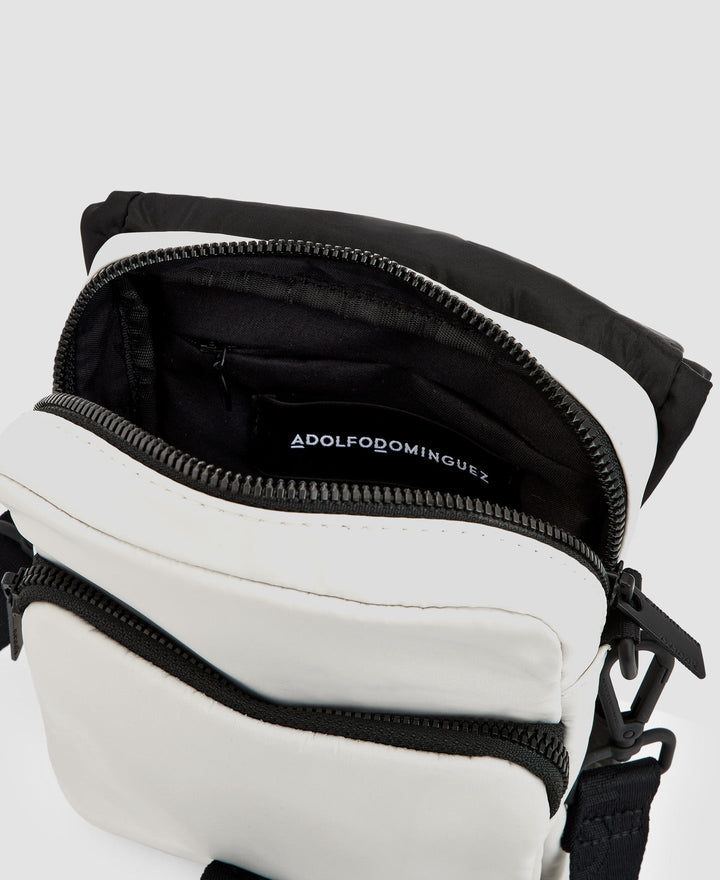 Men Bags | Black Nylon Carabiner Shoulder Bag by Spanish designer Adolfo Dominguez