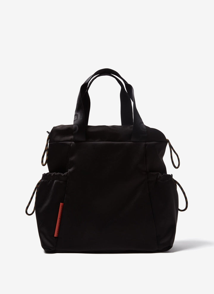Women Bags | Black Nylon Shopper Bag With Logoed Straps by Spanish designer Adolfo Dominguez