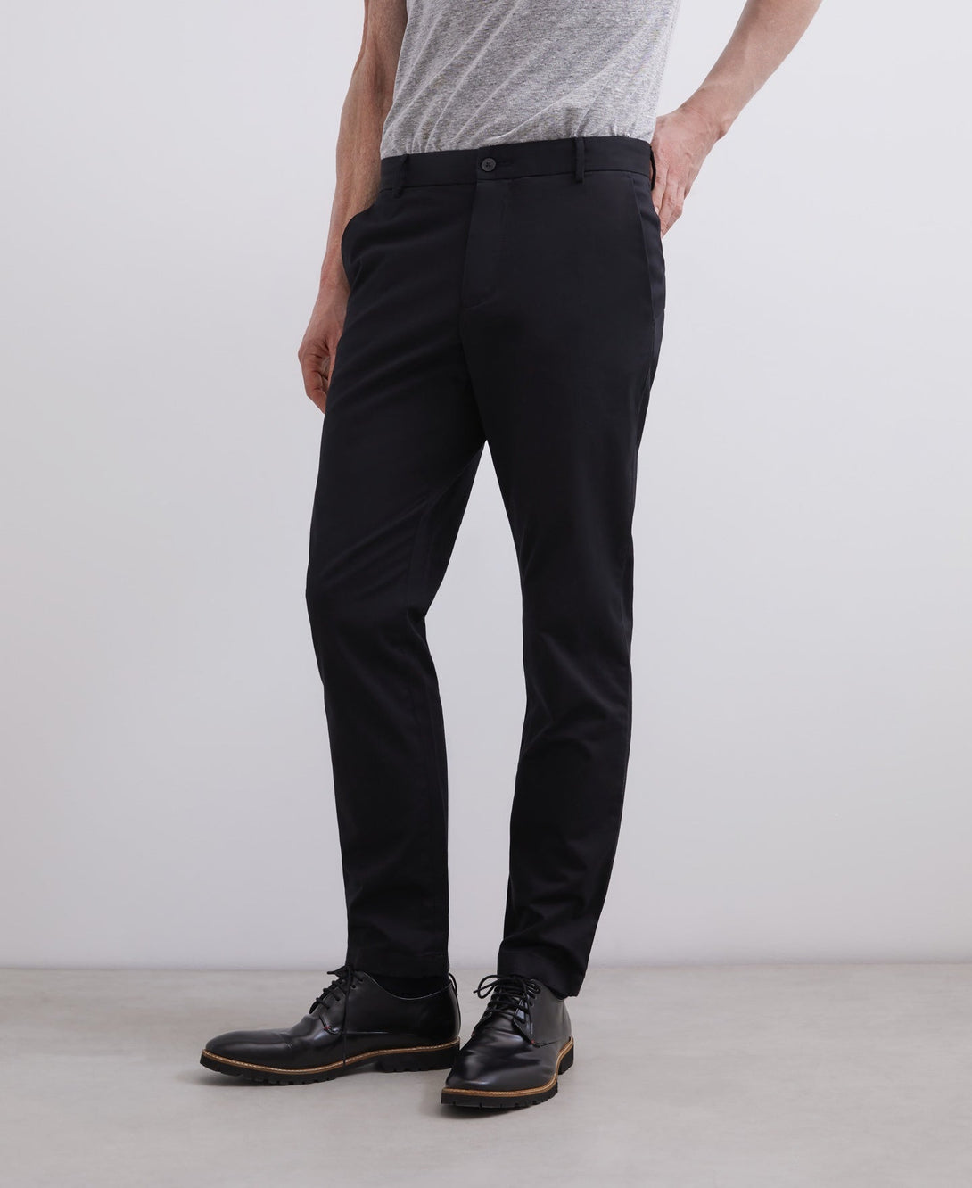 Men Trousers | Black Organic Cotton Chino Trousers by Spanish designer Adolfo Dominguez