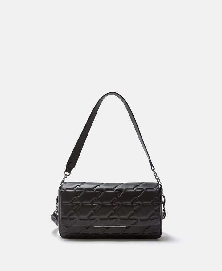 Women Leather Bag | Black Padded Nappa Leather Shoulder Bag by Spanish designer Adolfo Dominguez