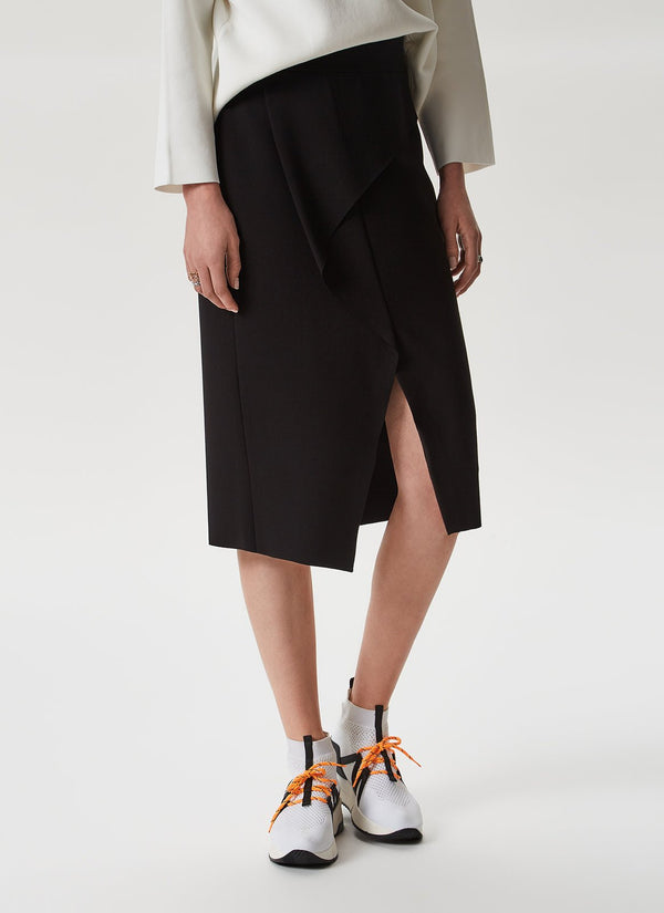 Women Skirt | Black Pencil Skirt With Side Drape by Spanish designer Adolfo Dominguez